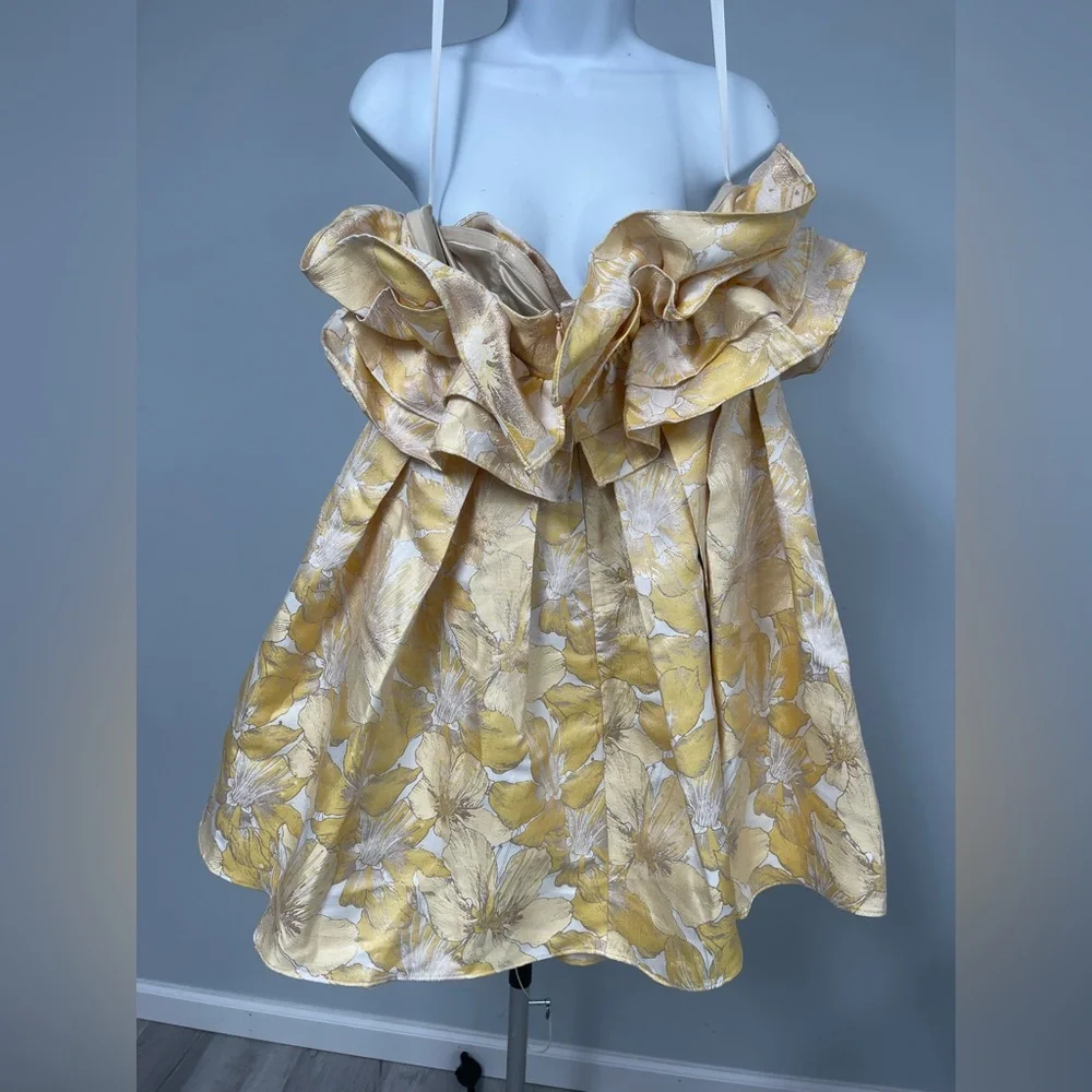 Anthropologie Aureta Strapless Drama Ruffle Mini Dress - Picture 6 of 8